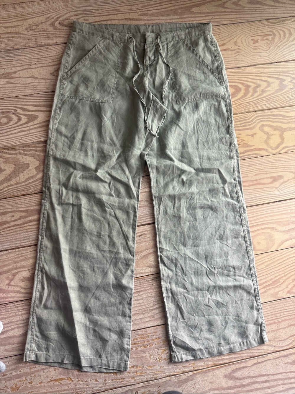 Y2K GAP 100% Linen Wide Leg Drawstring Pants size 2